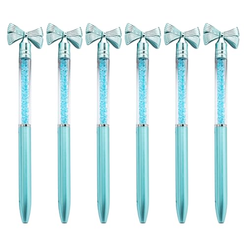 WYLZLKX Kugelschreiber mit Kristallperlen, Schleife, glatt, zum Schreiben von Gästen, für Hotelempfang, Blau, 6 Stück WYLZLKX Kugelschreiber mit Kristallperlen, Schleife, glatt, zum Schreiben von Gästen, für Hotelempfang, Blau, 6 Stück von WYLZLKX