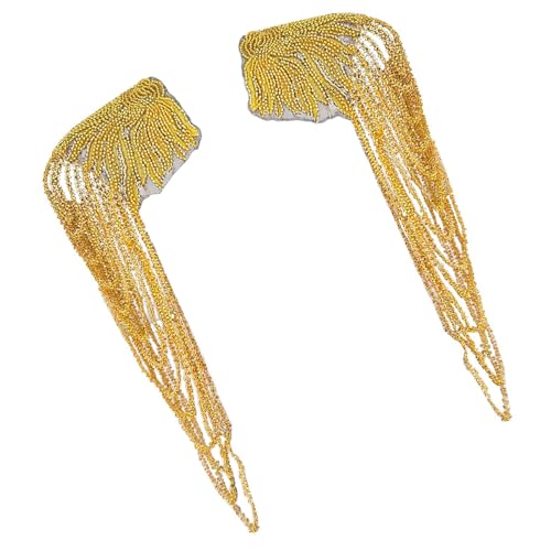 WYLZLKX Schulterklappen mit Pailletten, Perlen, Uniform, Party-Kostüm, Epauletten, glitzernde Schulterklappe, Epauletten für Bühnenauftritte, goldfarben, 1 Paar WYLZLKX Schulterklappen mit Pailletten, Perlen, Uniform, Party-Kostüm, Epauletten, glitzernde Schulterklappe, Epauletten für Bühnenauftritte, goldfarben, 1 Paar von WYLZLKX