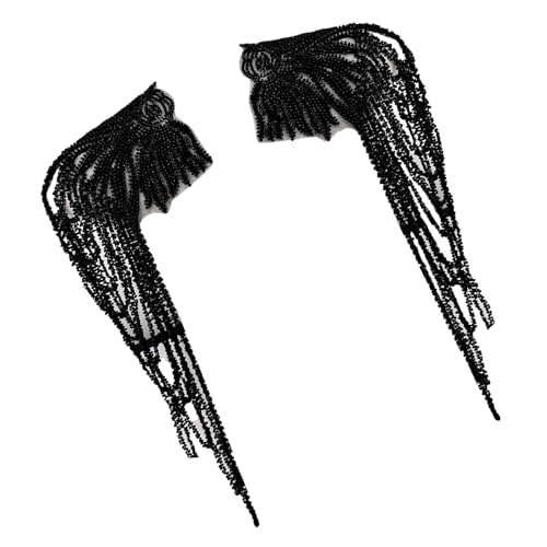 WYLZLKX Schulterklappen mit Pailletten, Perlen, Uniform, Party-Kostüm, Schulterklappen, glitzernd, Schulterklappe, für Bühnenauftritte, Schwarz, 1 Paar WYLZLKX Schulterklappen mit Pailletten, Perlen, Uniform, Party-Kostüm, Schulterklappen, glitzernd, Schulterklappe, für Bühnenauftritte, Schwarz, 1 Paar von WYLZLKX