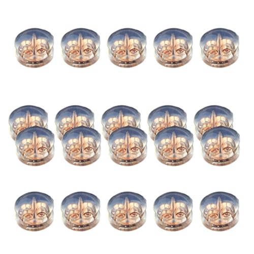 WYLZLKX Silikon-Ohrring-Verschlüsse, bequem, hypoallergen, allergiefrei, Ohrstecker-Verschlüsse für den täglichen Gebrauch, Roségold, ca. 5,3 x 4,2 mm, 20 Stück von WYLZLKX