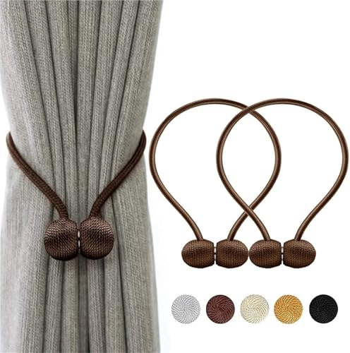 WYNYMKO Raffhalter für Vorhänge 2PCS Magnetische Vorhang Raffhalter Perle Ball Vorhang Raffhalter Vorhang Clips Holdbacks Schnalle Clips Hause Dekorative Zubehör(Brown) von WYNYMKO