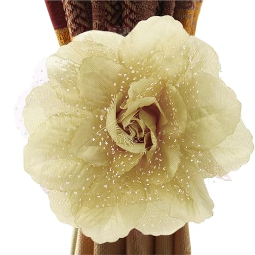 WYNYMKO Raffhalter für Vorhänge 4 stücke Pfingstrose Blume Fenster Vorhang Riemen Vorhang Clip Vorhang Halter Raffhalter Schnalle Clips Hängen Raffhalter Vorhang Hause Decor(Champagne) von WYNYMKO