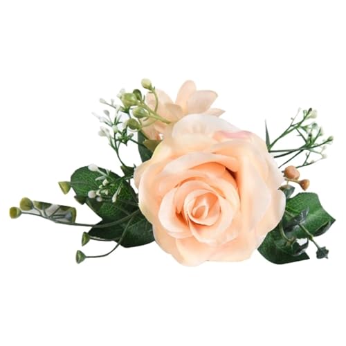 WYNYMKO Raffhalter für Vorhänge Blumen-Vorhanghalter, 4 Stück, künstliche Rosenblüten, Fenstervorhänge, Raffhalter, Clips, Zubehör for Hochzeitsdekoration(Champagne) von WYNYMKO