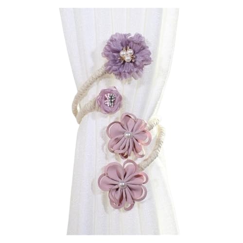 WYNYMKO Raffhalter für Vorhänge Zweig Blume kreative Vorhang Riemen vielseitige Vorhang Schnalle Krawatte Schnalle Bündel Seil Kordelzug Krawatte(A Purple) von WYNYMKO