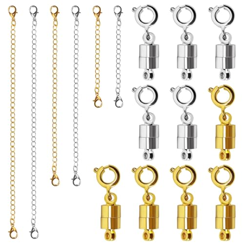 WYOMER Magnetische Halskettenverschlüsse und Halskettenverlängerung, Gold- und versilberter Armband-Konverterverschluss, geeignet für Halsketten und Kettenverlängerungen WYOMER Magnetische Halskettenverschlüsse und Halskettenverlängerung, Gold- und versilberter Armband-Konverterverschluss, geeignet für Halsketten und Kettenverlängerungen von WYOMER