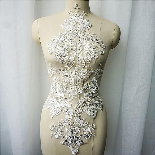 Blumenstickerei-Spitzenapplikationen, Pailletten-Stickerei, Blumen-Aufnäher, 1 Stück, for Kleid, DIY-Dekoration, Weiß/Mehrfarbig(Random) von WYQXTY