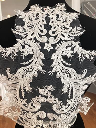 Blumenstickerei-Spitzenapplikationen, Stickerei Applikation 3D Blume Perlen Pailletten Spitze Motiv Patch Nähen Braut Hochzeit von WYQXTY