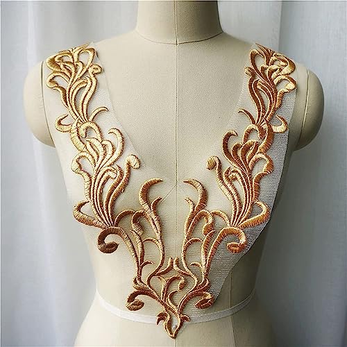 Blumenstickerei-Spitzenapplikationen, Stickerei-Applikation for Aufnähen, Spitzenband, Netz-Patch, for Hochzeiten, DIY, mehrfarbig, 20 cm x 46 cm(Random) von WYQXTY