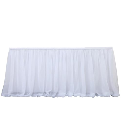 Rechteckige Tischhusse, Party-Tischröcke, Satinstoff, Tüll, Goldrand, 1 Stück, Mehrfarbig, mehrere Größen(White,6FT(183cmx77cm)) von WYQXTY