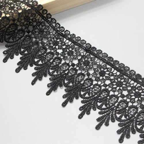 Spitzenbordüre, 1 Yard Schöne Schwarze Spitze Band Band 90MM Spitze Trim DIY Bestickt(Black) von WYQXTY