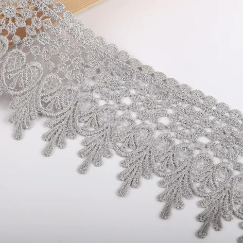 Spitzenbordüre, 1 Yard Schöne Schwarze Spitze Band Band 90MM Spitze Trim DIY Bestickt(Grey) von WYQXTY