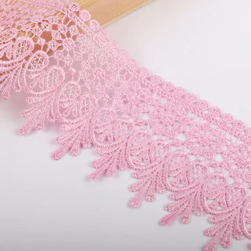 Spitzenbordüre, 1 Yard Schöne Schwarze Spitze Band Band 90MM Spitze Trim DIY Bestickt(Pink) von WYQXTY