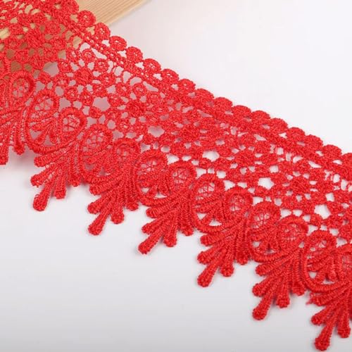 Spitzenbordüre, 1 Yard Schöne Schwarze Spitze Band Band 90MM Spitze Trim DIY Bestickt(Red) von WYQXTY