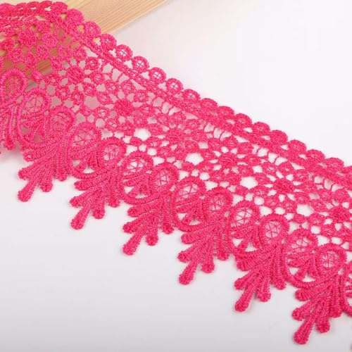 Spitzenbordüre, 1 Yard Schöne Schwarze Spitze Band Band 90MM Spitze Trim DIY Bestickt(Rose Red) von WYQXTY