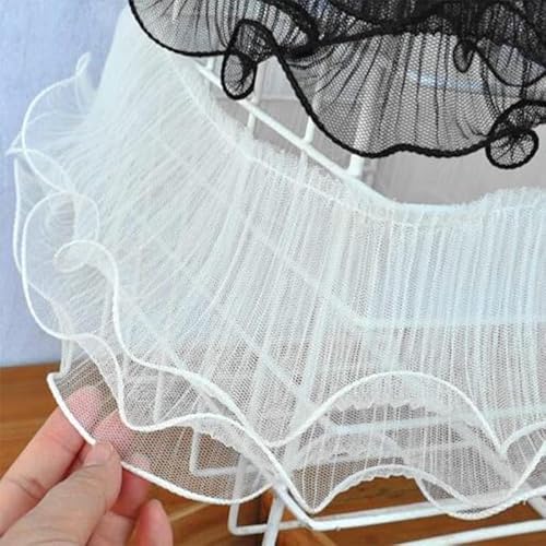 Spitzenbordüre, 12 cm breite Stickerei Blume Tüll Spitze Stoff Trim(White) von WYQXTY