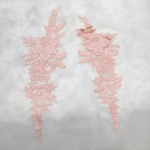 Spitzenbordüre, 2 Stücke = 1 Paar Vintage Farben Blume Stickerei Spitze Applizierte Stoff Jacquard Band Spitze Stoff(Meat pink) von WYQXTY