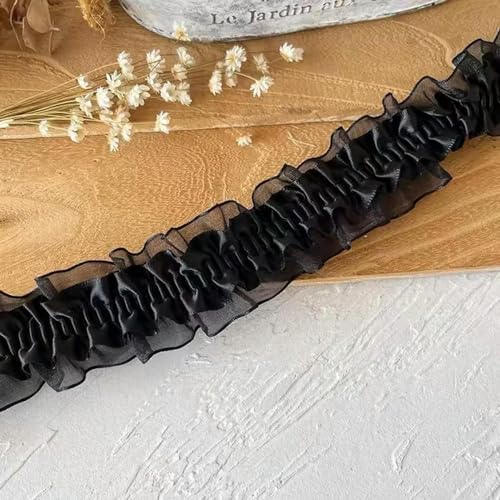 Spitzenbordüre, 4 cm breite elastische Spitze for Nähen. Verschiedene Größen(Black) von WYQXTY