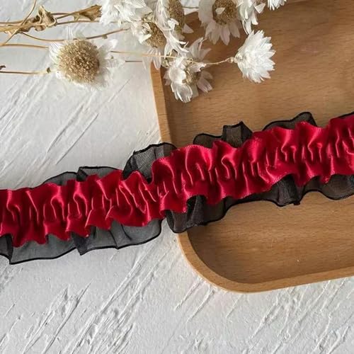 Spitzenbordüre, 4 cm breite elastische Spitze for Nähen. Verschiedene Größen(Red) von WYQXTY