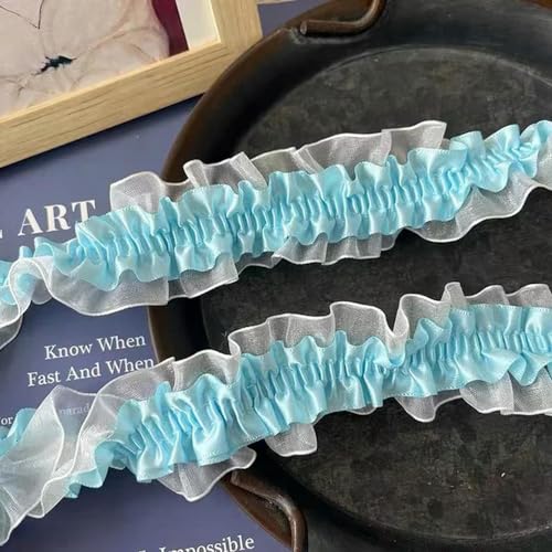 Spitzenbordüre, 4 cm breite elastische Spitze for Nähen. Verschiedene Größen(Sky Blue) von WYQXTY