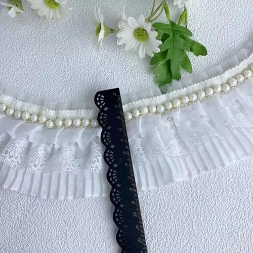 Spitzenbordüre, 8CM Breite Stickerei Blume Perlen Tüll Spitze Stoff Trim Band von WYQXTY