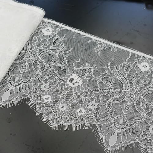 Spitzenbordüre, Spitzenbesatz, gewellte Wimpernspitze, Stoffe, Bekleidungszubehör, Chantilly-Spitze(White) von WYQXTY