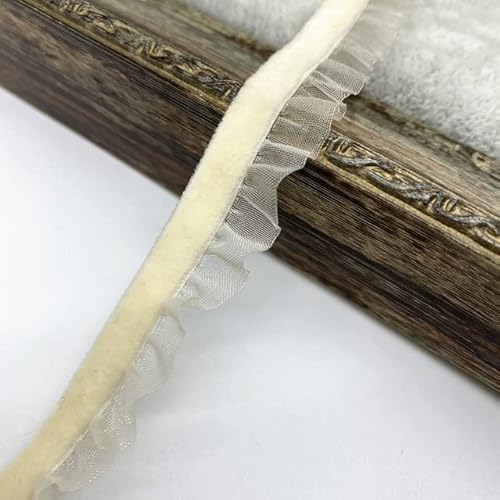 Spitzenbordüre, Yard 15mm Samt Elastische Haar Band Band Spitze Nähen Trim(Beige) von WYQXTY
