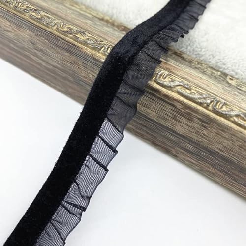 Spitzenbordüre, Yard 15mm Samt Elastische Haar Band Band Spitze Nähen Trim(Black) von WYQXTY