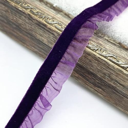 Spitzenbordüre, Yard 15mm Samt Elastische Haar Band Band Spitze Nähen Trim(Dark Purple) von WYQXTY