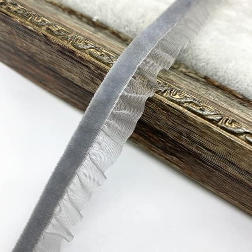 Spitzenbordüre, Yard 15mm Samt Elastische Haar Band Band Spitze Nähen Trim(Grey) von WYQXTY