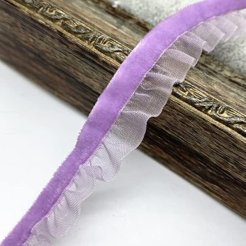 Spitzenbordüre, Yard 15mm Samt Elastische Haar Band Band Spitze Nähen Trim(Light Purple) von WYQXTY