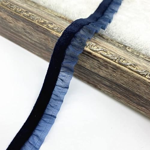 Spitzenbordüre, Yard 15mm Samt Elastische Haar Band Band Spitze Nähen Trim(Navy Blue) von WYQXTY