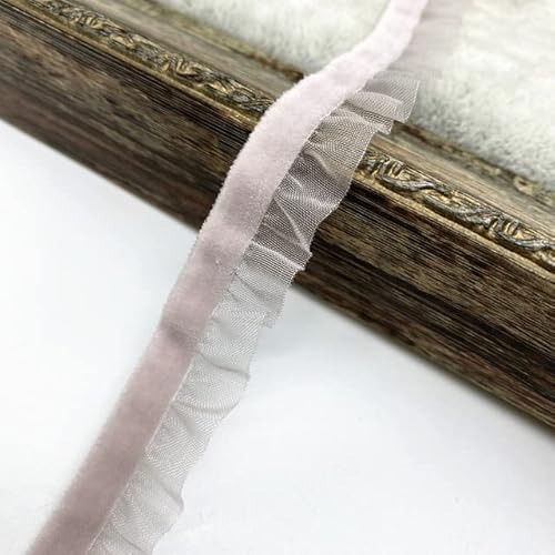 Spitzenbordüre, Yard 15mm Samt Elastische Haar Band Band Spitze Nähen Trim(Pastel Pink) von WYQXTY