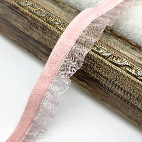 Spitzenbordüre, Yard 15mm Samt Elastische Haar Band Band Spitze Nähen Trim(Pink) von WYQXTY