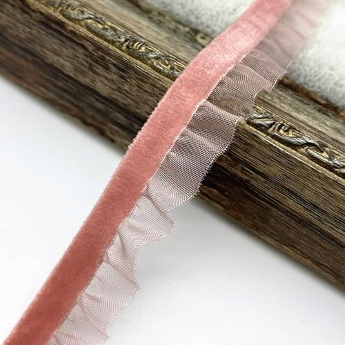 Spitzenbordüre, Yard 15mm Samt Elastische Haar Band Band Spitze Nähen Trim(Watermelon Red) von WYQXTY