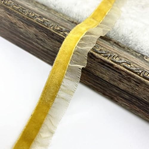 Spitzenbordüre, Yard 15mm Samt Elastische Haar Band Band Spitze Nähen Trim(Yellow) von WYQXTY