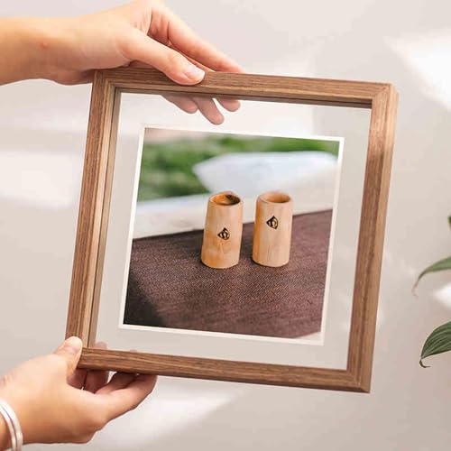 WYQXTY Fotorahmen, Holzrahmen, Doppelseitiger schwebender Bilderrahmen aus Holz und Glas, mehrfarbig, mehrere Größen(Mahogany Color,6-Inch [10.1 * 15.1cm]) von WYQXTY