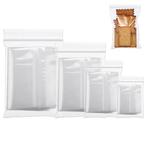 400 Stück Druckverschlussbeutel - Transparente Plastiktüten, Zip Beutel in 4 Größen, für Küche, Schmuck, Handwerk, und mehr von WYRGQIQN