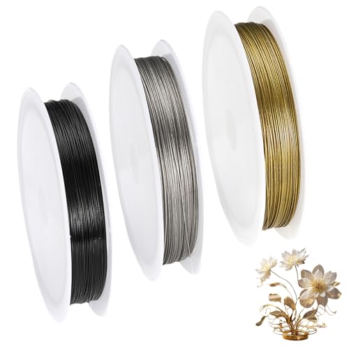 Basteldraht, Aluminium Schmuckdraht, DIY Draht Zum Basteln, Edelstahldraht Bailing 100 Meter Rolle,Blumendraht, platin, Basteldraht Edelstahl Draht 3 Farben, 0,45 mm,Biegbarer Basteldraht, Heimwerken von WYRGQIQN