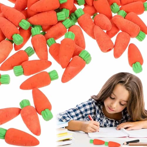 Radiergummi-Möhren-Set – 60 Stück Karottenformige Radierer, karotten radiergummi als lustige und praktische Geschenke für Geburtstage und Schulbedarf Radiergummi-Möhren-Set – 60 Stück Karottenformige Radierer, karotten radiergummi als lustige und praktische Geschenke für Geburtstage und Schulbedarf von WYRGQIQN