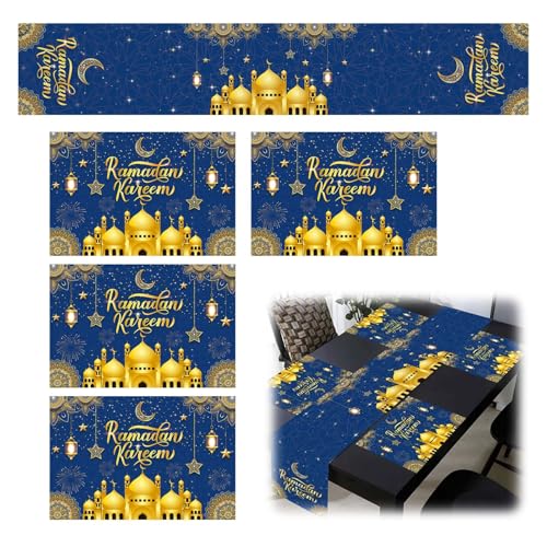 Umrah Mubarak Deko – Hochwertiges Ramadan Servietten und Tischdecke Set, Ausgezeichnet für Ramadan Tischläufer, Hajj Mubarak Deko und Star Kitchen Dekoration Umrah Mubarak Deko – Hochwertiges Ramadan Servietten und Tischdecke Set, Ausgezeichnet für Ramadan Tischläufer, Hajj Mubarak Deko und Star Kitchen Dekoration von WYRGQIQN
