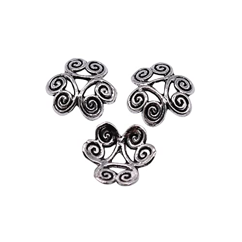 50 Stücke 11x11x3mm Antike Silberfarbe Perlenkappen Handgefertigte Schmuckstücke Schmuckherstellung Bastelbedarf selber machen von WYSIWYG