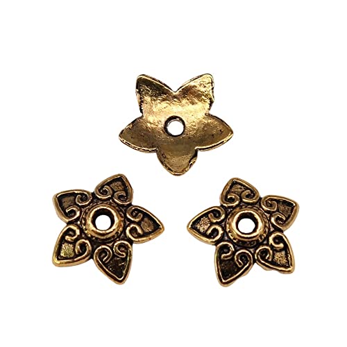 50 Stücke 13x13x3mm Antike Goldfarbe Perlenkappen Schmuckfunde Großhandel Schmuck Lose Anhänger zum Basteln von WYSIWYG