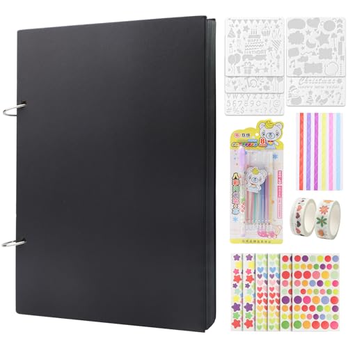 1 Stück Schwarz DIY Fotoalbum, Spulendesign Fotoalbum, Schwarze Seiten Scrapbook Fotoalbum Set, DIY Klein Fotoalbum Geschenk Kit, Fotoalbum zum Selbstgestalten für Hochzeit Geburtstag Familie 1 Stück Schwarz DIY Fotoalbum, Spulendesign Fotoalbum, Schwarze Seiten Scrapbook Fotoalbum Set, DIY Klein Fotoalbum Geschenk Kit, Fotoalbum zum Selbstgestalten für Hochzeit Geburtstag Familie von WYTNB