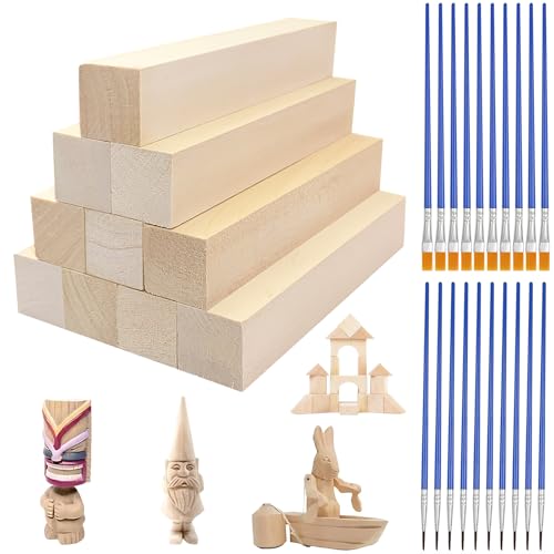 12Stk Holzblöcke Lindenholz, 12.5x2.5x2.5cm Handgeschnitztes Holz, Rechteckige Holzwürfel für Handwerk, Rohlinge Basswood Schnitzholz, Unfertige Holzschnitzblöcke mit 20 Pinsel für Hand Schnitzerei 12Stk Holzblöcke Lindenholz, 12.5x2.5x2.5cm Handgeschnitztes Holz, Rechteckige Holzwürfel für Handwerk, Rohlinge Basswood Schnitzholz, Unfertige Holzschnitzblöcke mit 20 Pinsel für Hand Schnitzerei von WYTNB