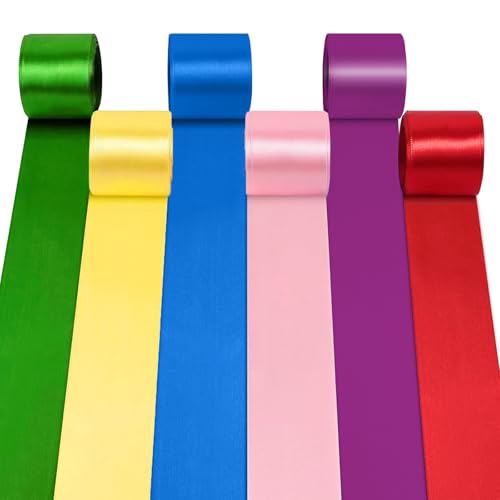 6 Rollen Bunt Satinband, 50mm Regenbogen Breit Geschenkband, 10m Große Seidensatin Girlande, Verpacken Geschenken Seidenbänder, Breit Bunte Stoffbänder, Schleifenband Drahtkante für DIY Dekoration 6 Rollen Bunt Satinband, 50mm Regenbogen Breit Geschenkband, 10m Große Seidensatin Girlande, Verpacken Geschenken Seidenbänder, Breit Bunte Stoffbänder, Schleifenband Drahtkante für DIY Dekoration von WYTNB