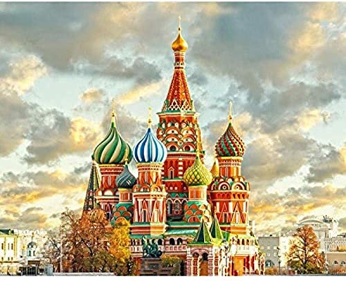 WYWQN 5D DIY Diamond Painting Full Round Drill & Quot; Russischer Kreml & Quot; 3D Stickerei Kreuzstich Mosaik Haus 40x40CM von WYWQN