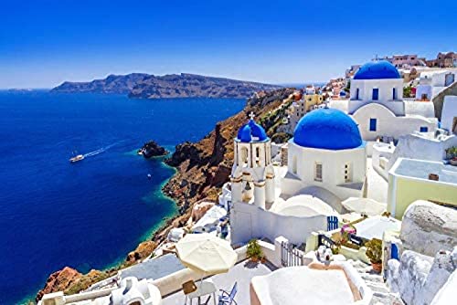 WYWQN Full Round Drill Diamond Painting Santorini Cross Stitch Home Decoration Diamond Embroidery Cartoon Mosaik Art 50x60CM von WYWQN