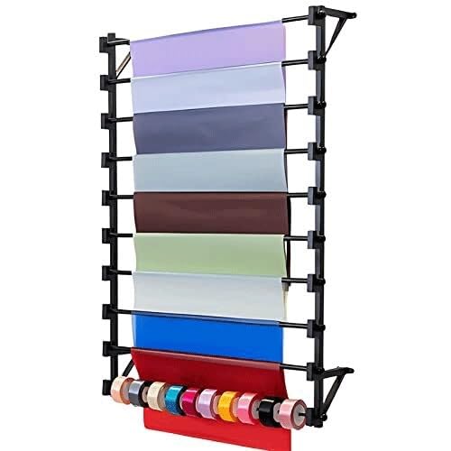 Wandmontierter Schalständer – Mehrzweck-Organizer für Schals, Handtücher, Bänder und Geschenkpapier – platzsparende Aufbewahrungslösung für Bekleidungsgeschäfte und Häuser (100 x 120 x 20 cm) von WYWY