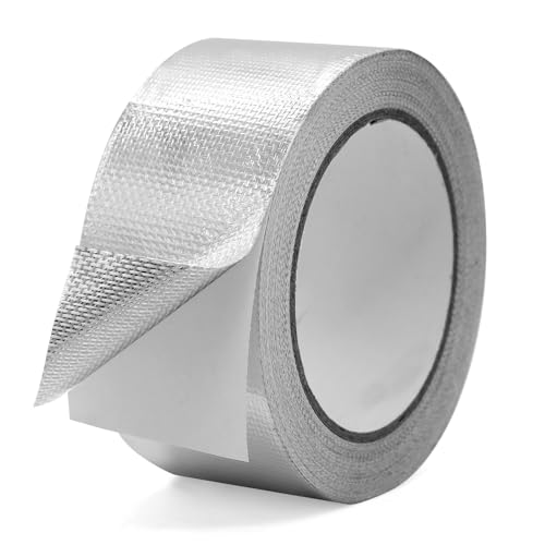 WYYFXY® Aluminiumband Klebeband, Aluminium Klebeband Hitzebeständig Glasfaser Alufolie Selbstklebend Hochtemperatur Wasserdichtes für Pipelines und Auto Verwendung 5cm × 20m (1 Stück) von WYYFXY