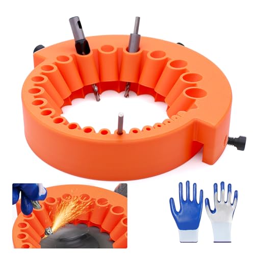 WYYFXY® Bohrerschärfer Werkzeug Orange Farbe Bohrerschleifgerät Schärfgerät 2 bis 13 mm Bohrer Schleifen Vorrichtung Bohrerschärfgerät Bohrer Schleifgerät mit Handschuhe für 125 mm Winkelschleifer von WYYFXY